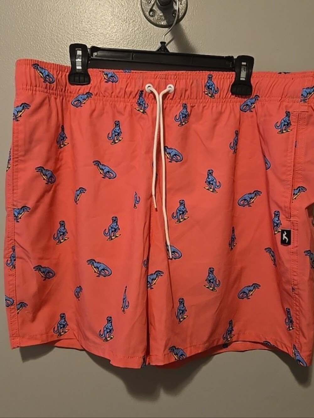 Hollister Men's Pink Dinosaur Print Swim Trunks Shorts Sz. XXL
